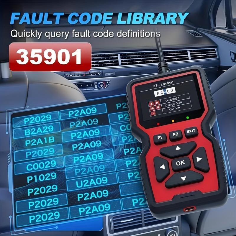 V519 Car Code Reader Obd2 Fault Detector Multi-Function Scan Tool, Automotive Diagnostic Scanner, Car Troubleshooting Device, Car Battery Tester