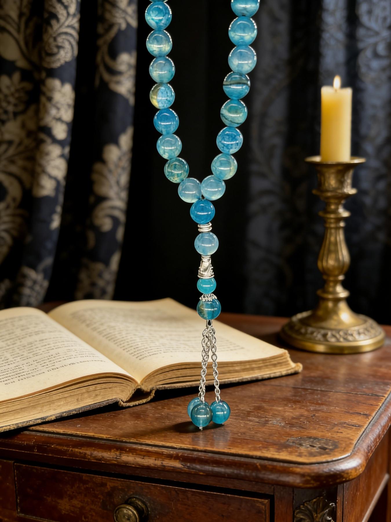 Blue Dragon Pattern Agate Bead Bracelet, Vintage Tibetan Buddhist Jewelry, Lucky Charm Accessory, Perfect Gift for Couples and Friends