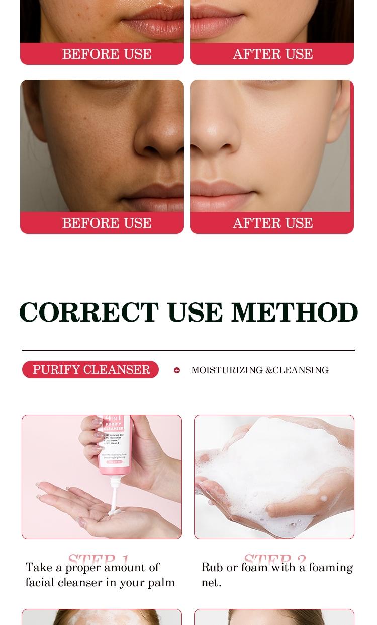 4-In-1 Moisturizing Cleansing Lotion 100g, Hydrating Face Wash for Smooth Skin, Gentle Formula for Daily Use, Ideal for All Skin Types