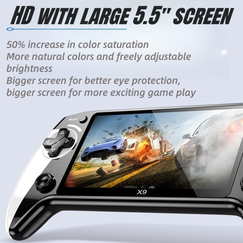 2026 New X9 Handheld Game Console, 5.5 Inch HD Screen, Portable Retro Arcade Machine, Home and Travel Use, Supports 11 Emulators