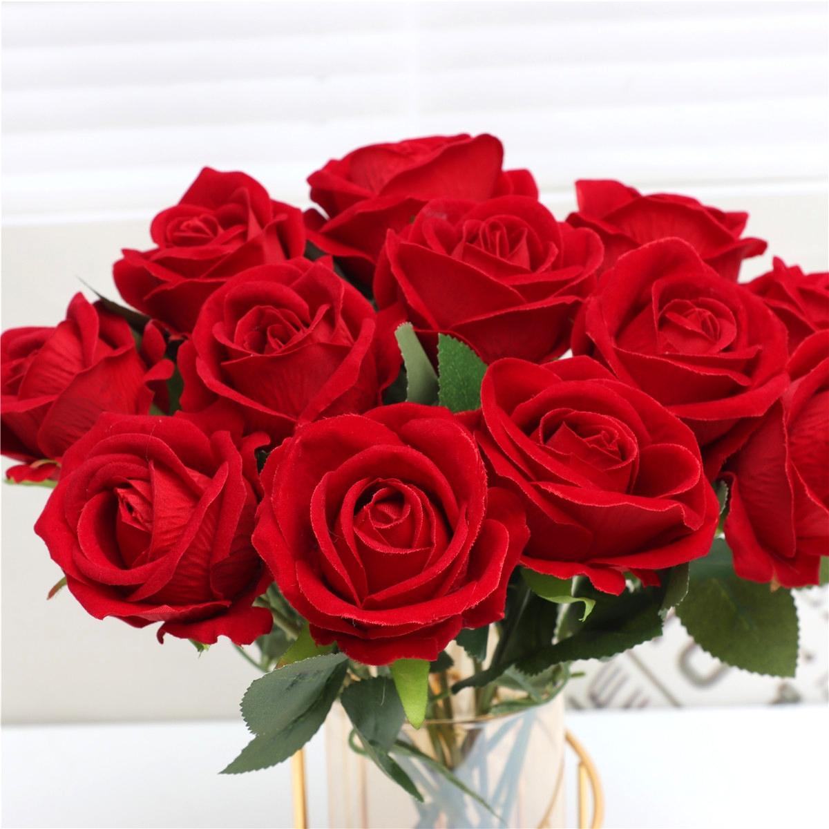 Artificial Rose Flower, 12pcs Creative Diy Spring Romantic Decorative Flower for Wedding Centerpieces Bouquet Artificial Roses Bouquet Home Decoration, Home Decor Ornaments, Spring Refresh Decor, Home Decor, Room Decor