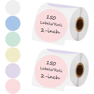 Colorful Round Thermal Label  Macaron Colors Circle Thermal Sticker Labels for Logo Design Thank You Cards Business Home Use Perforated