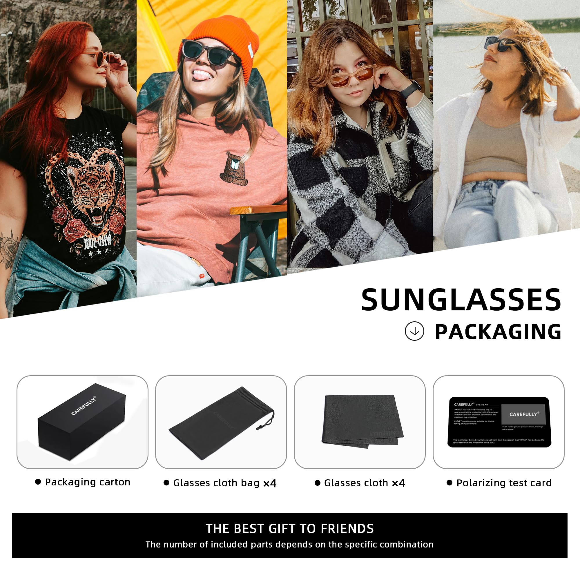 Carefully 4 Pairs Classic Polarized Glasses for Women - Lightweight Durable Sunglasses, UV Protection, Polycarbonate Lenses, Polished Frame, High Definition, Trendy Beach Eyewear, Women's Accessories, Gifts for Women, Womens Gifts 759-4 Carefully 4 Pairs Classic Polarized Glasses for Women - Lightweight Durable Sunglasses, UV Protection, Polycarbonate Lenses, Polished Frame, High Definition, Trendy Beach Eyewear, Women's Accessories, Gifts for Women, Womens Gifts 759-4