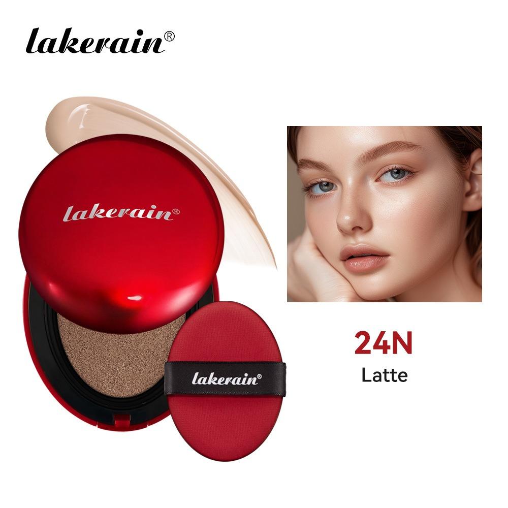 lakerain Red Case Cushion Foundation Full Coverage Lightweight Satin Glow Foundation Moisturizing Hydrating Long-lasting Cushion BB Cream Beauty Cosmetics Moisturizer Base
