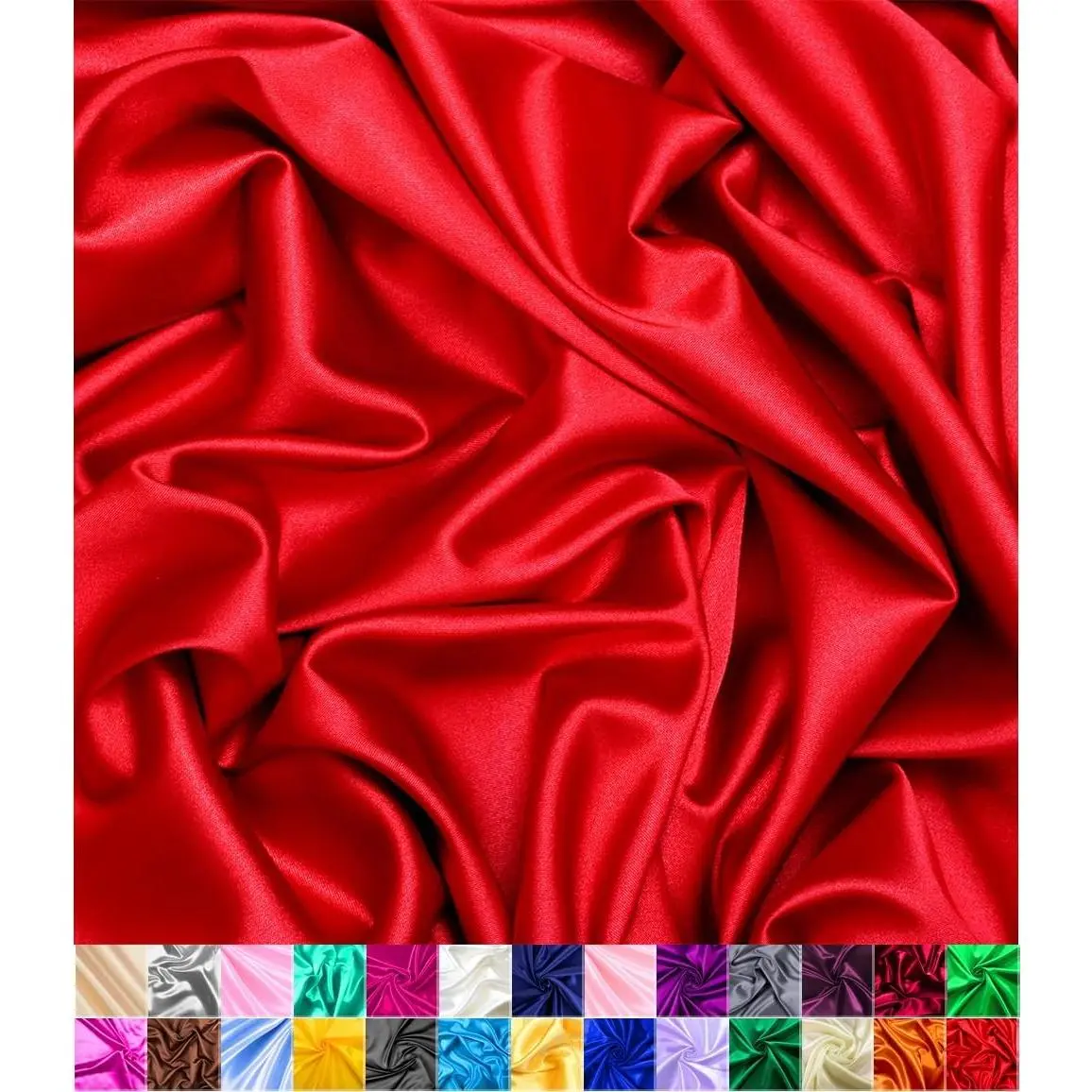 60" Wide Roll Shiny Luxury Metallic Satin Fabric for Decoration Sewing Upholstery Lining Drapery DIY Crafts - Red 2 Yards
