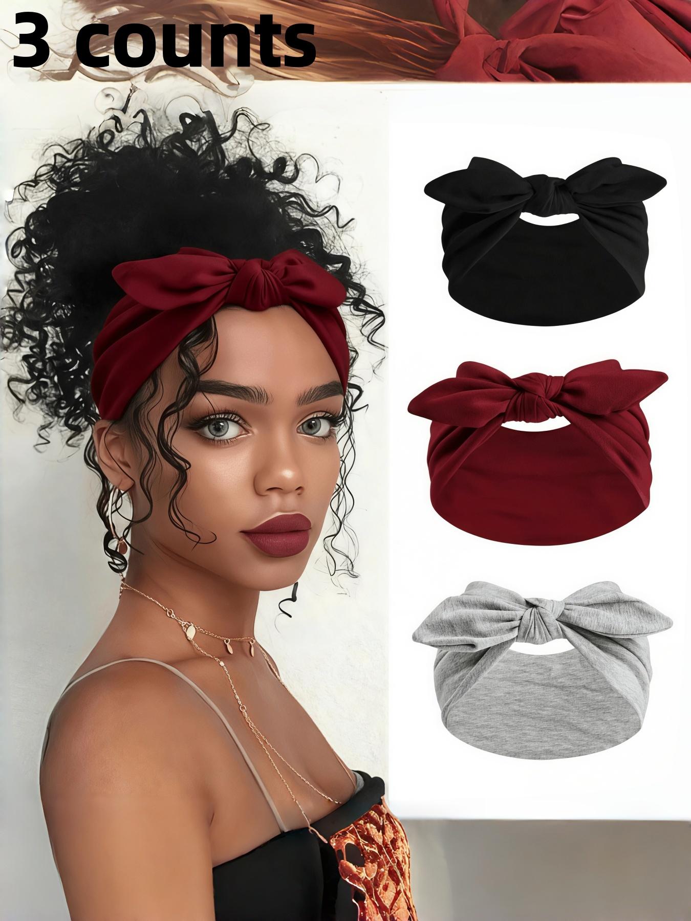 1/3pcs Women's Bow Bunny Ear Headbands, Boho Style Wide Headwraps, Super Wide Cute Rabbit Ear Knotted Headbands, Mother's Day Ladies Headpieces, Easter Bunny Ear Hair Accessories, Spring/Summer Hair Accessories, Summer Sweatband For Women, African Wid