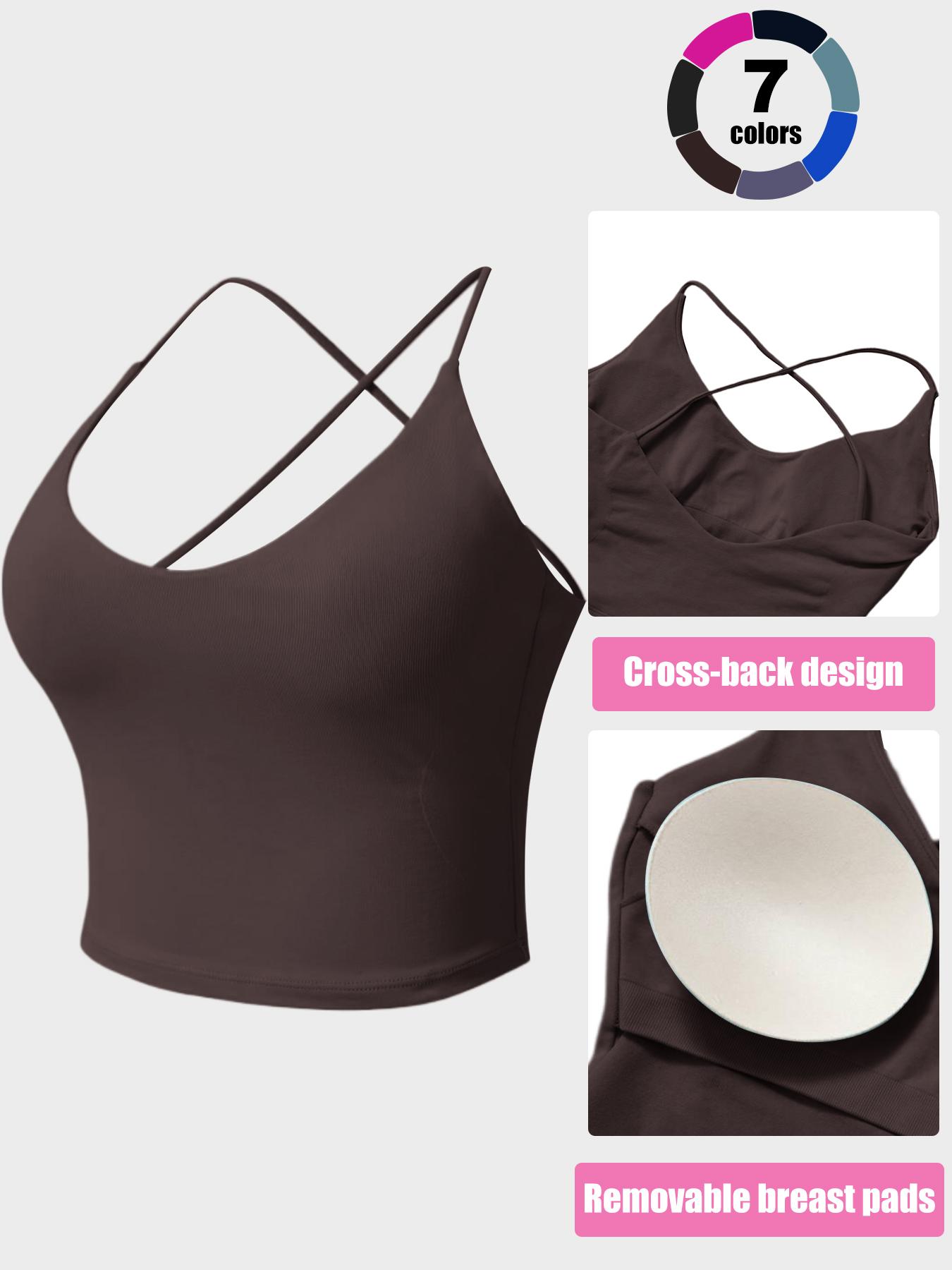 Women's High-Stretch Backless Cross-Back Seamless Tank Top Fitness Yoga Sports Bra Quick-Dry Running Spaghetti Strap Backless Cross-Back Sexy Training Top With Padded Cups Cross-Back Straps Oversized Backless Nude-Effect Sports Bra Yoga Workout Activewear