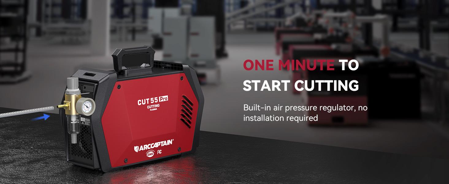 ARCCAPTAIN CUT55 Pro Plasma Cutter APP Control 55 Amp Non-Touch Pilot Arc 120V/240V Dual Voltage Large LED Display 2T/4T 3/4 Inch Cut DC Inverter IGBT High-Frequency Plasma Cutter for Stainless Steel Aluminum Iron Fabrication