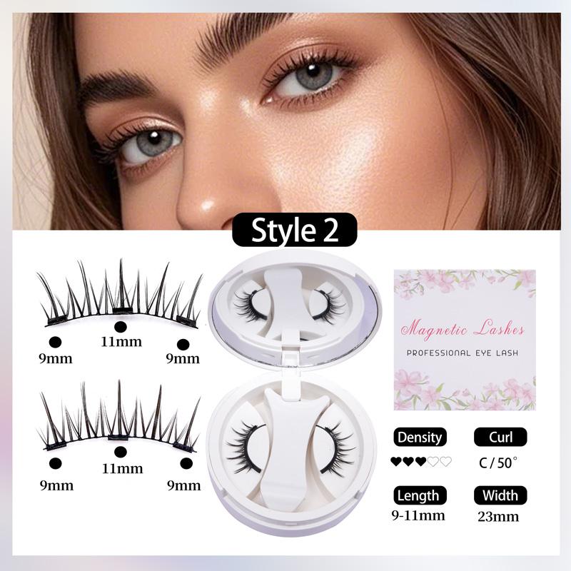 Magnetic False Eyelashes Set No Glue Needed Comfortable Soft Stem Natural Look Easy Wear Strong Magnet Reusable 1 Pair
