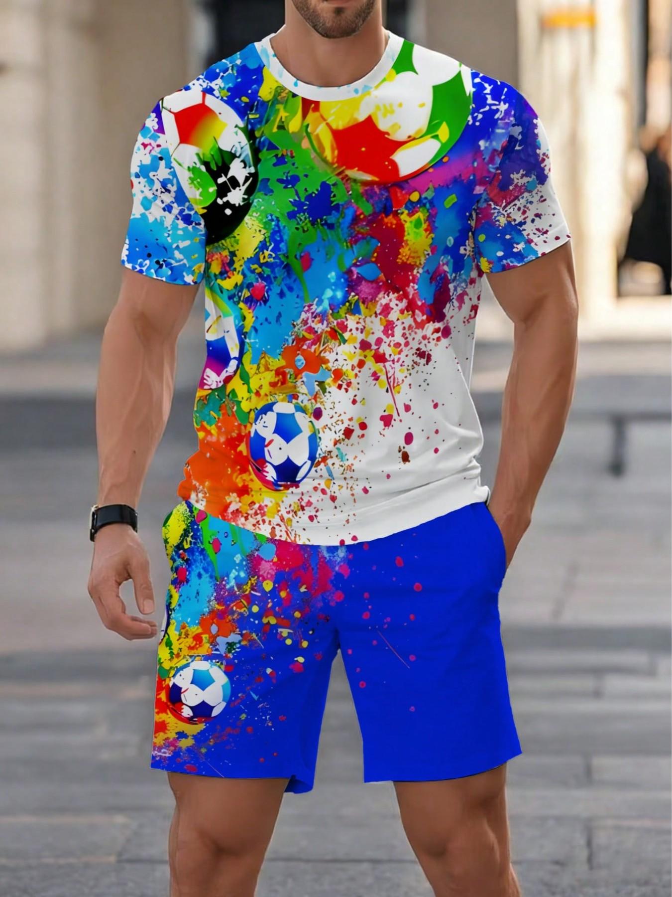 Summer Men's Outdoor Quick-Dry Short Sleeve T-Shirt and Shorts Set, Casual Sports Wear, Ideal for Fitness and Running, 2-Piece