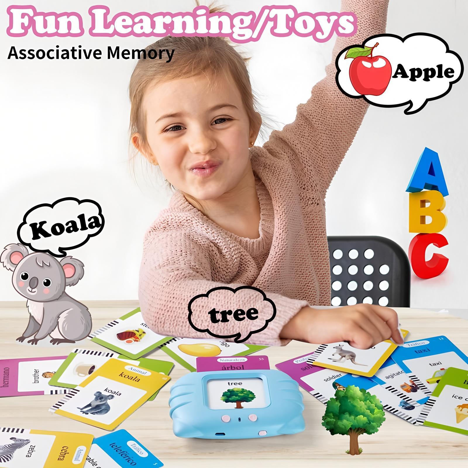 Bilingual English Spanish Flash Cards for Kids Educational Learning Tool Talking Flashcards with 224 Common Words Ideal Gift for Children Ages 2 to 8 Early Learning Toys Perfect for Halloween and Christmas Gifts