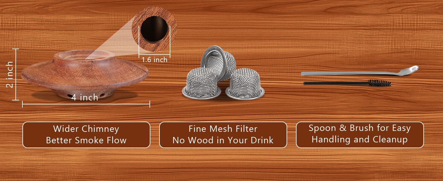 Old Fashioned Whiskey Smoker Kit with 2 Clear Ice Molds-Cocktail Smoker Gift Set with 2 Glasses, 6 Wood Chip Flavors & Clear Ice Makers, Bourbon Whiskey Gifts for Men (Butane Not Included)