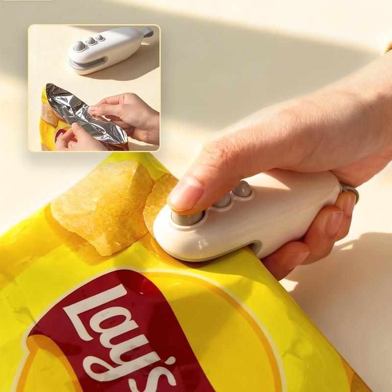 1PCS Mini Bag Sealer Rechargeable Handheld Magnetic Heat Sealer 2 In 1 With Cutter Food Freshness Snack Sealing Portable Home Kitchen Sealing Tool