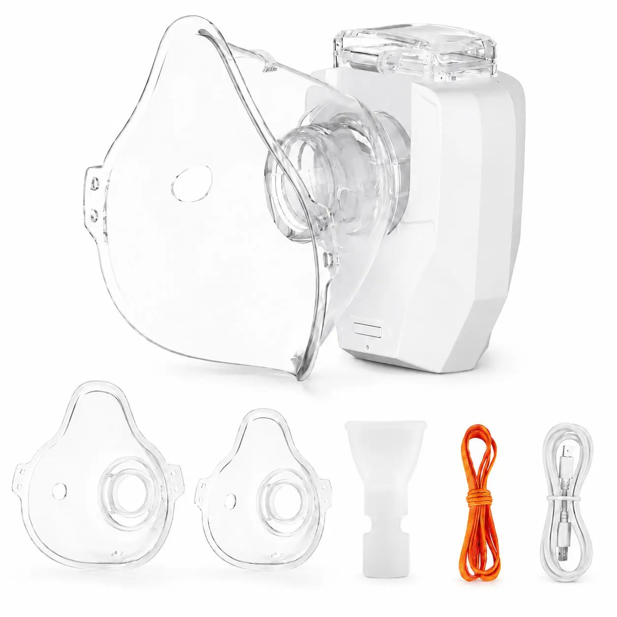 Unisex Handheld Mesh Nebulizer - Portable USB Rechargeable Inhalation Therapy Device with Dual Masks, High Efficiency for Adults & Children, Compact Home & Travel Breathing Treatment (Nasal & Oral Care)