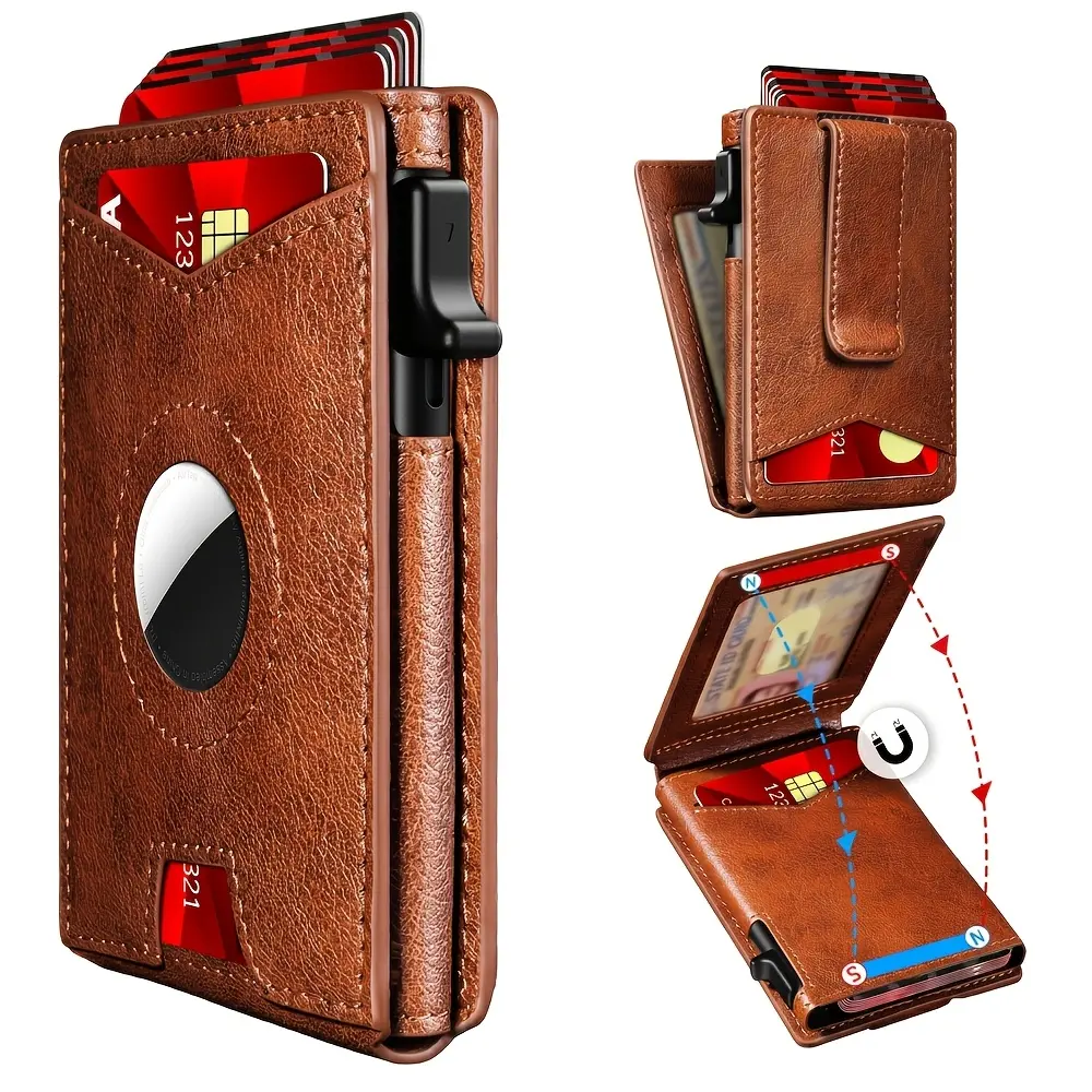 Men'S Money Clips Wallet for Men with 9-12 Cards Smart Slim Pop Up Credit Card Holder Flip with RFID Blocking