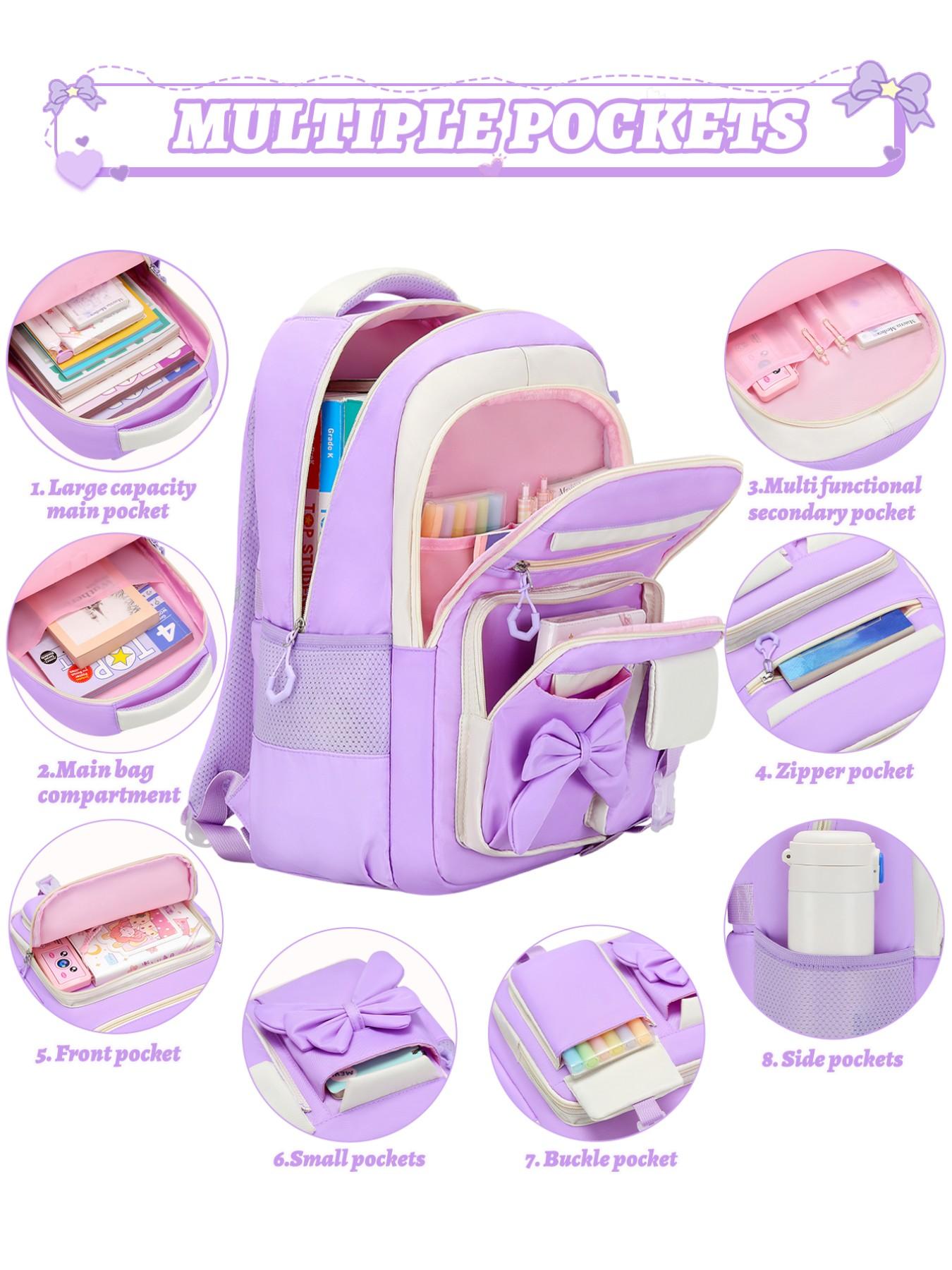 Butterfly Knot Women's Casual Backpack, Lightweight Large Capacity School Bag, Ideal for Back-To-School, Travel, and Daily Use