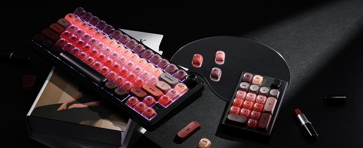 Keycaps Only!!! XVX Foundation/Pink Blush/Uyuni Dreams/Berry Kiss HOA Profile Translucent Keycap Set PBT+PC 132-Key（only keycap, not include a keyboard）