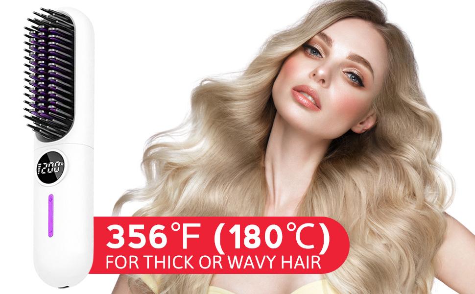 10 Count Wireless Hair Straightening Comb Kit Portable Fast Heat Adjustable Thermal Brush Cordless Straightener Heated Curler Lightweight