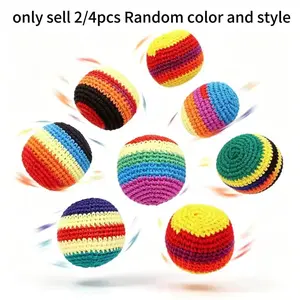 2/4 PCS Hand-Made Knitted Hacky Sack, 2026 Upgraded Assorted Foot Bag Crochet Hacky Sacks for Adults, Juggling Balls for Beginners, Multicolored Geometric Pattern, Outdoor Indoor Party Games, Balance & Coordination Training