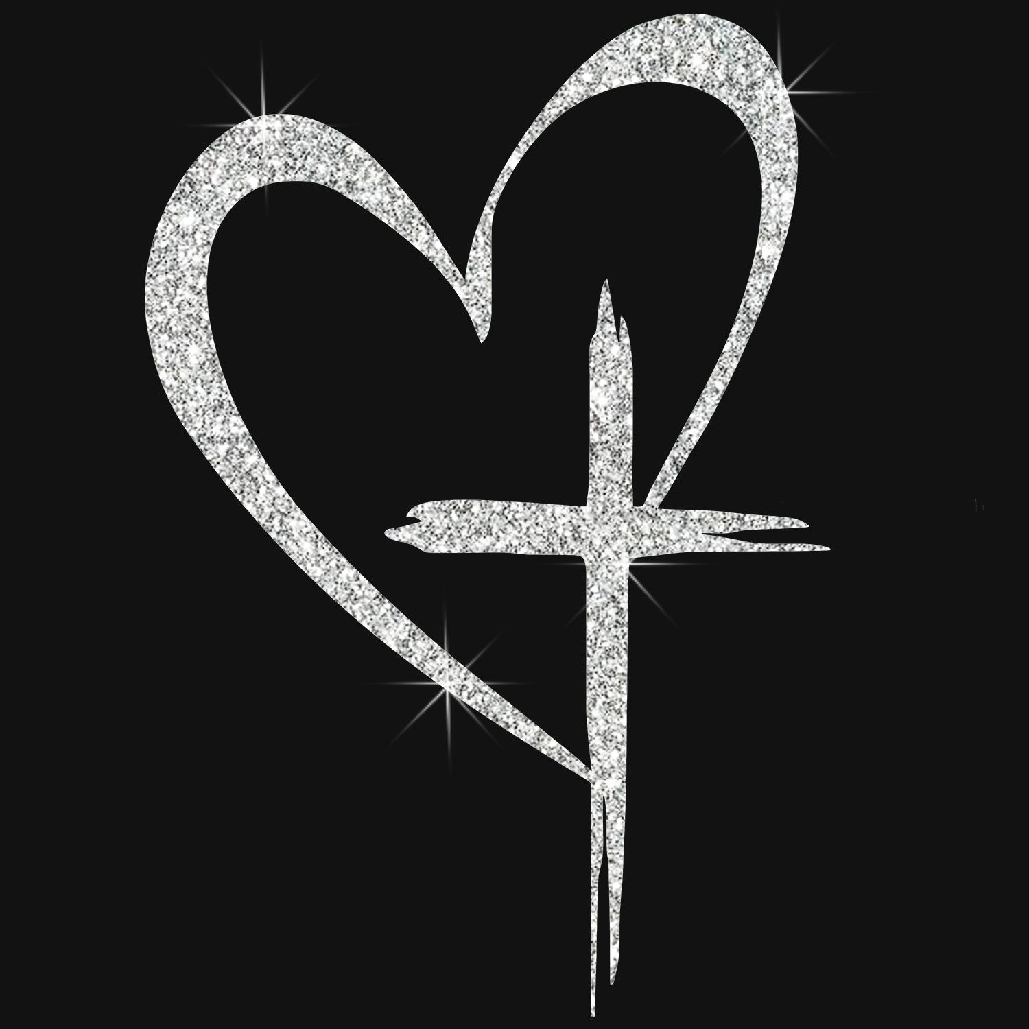 3pcs Christian Theme Hearts & Cross Universal Car Stickers - Water Resistant Plastic Automotive Vinyl Decals for Vehicles, Laptops