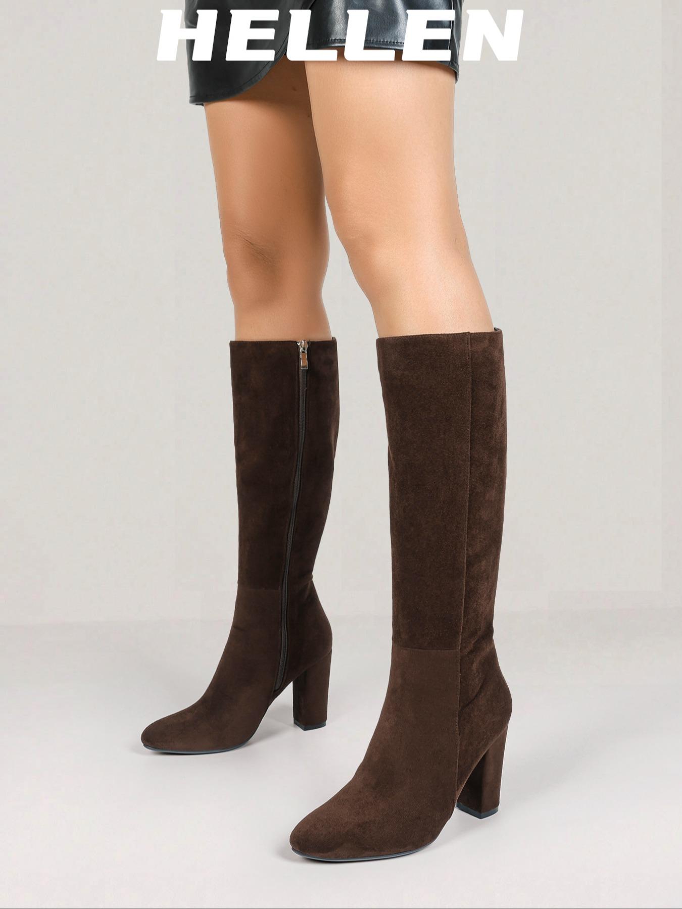 Women's Pointed Toe Knee High Boots, Classic Style, Winter Fashion, High Heel Side Zipper, Elegant Long Boot, Perfect Fall & Winter Shoes