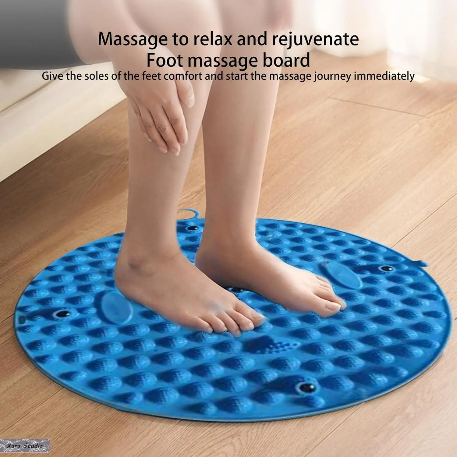 Foot Massage Mat for Pain Relief, Acupressure Foot Massager & Reflexology Walking Pad, Manual Foot Therapy Mat for Plantar Fasciitis Relief, Stress Relaxation, Home Office Yoga Exercise, Portable Self-Care Tool, Blue