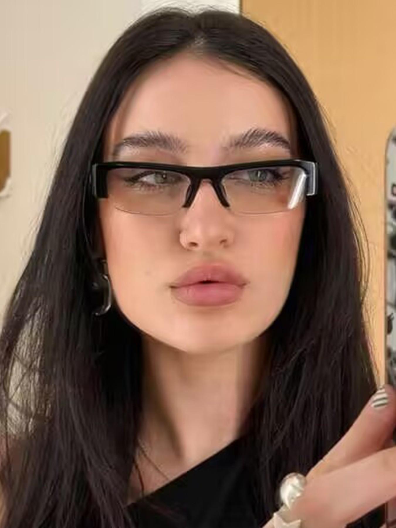 1Pcs High-End Narrow Frame Light Luxury Glasses, Fashionable Brand Besign Half Frame Glasses, Computer Blue Light Protection, Simple Outdoor For Women.