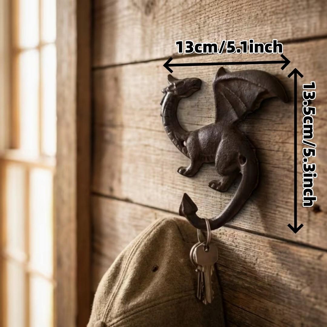 Cast Iron Dragon Wall Hook, Vintage Coat Rack, Ideal for Hanging Coats, Hats, Keys, and Towels, Decorative and Functional Home Accessory