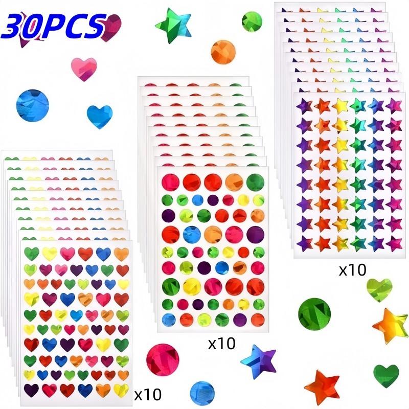 Teacher Reward Stickers Set, 30 Sheets Star Heart Round Design, Perfect for Classroom Home School Behavior Incentive Charts