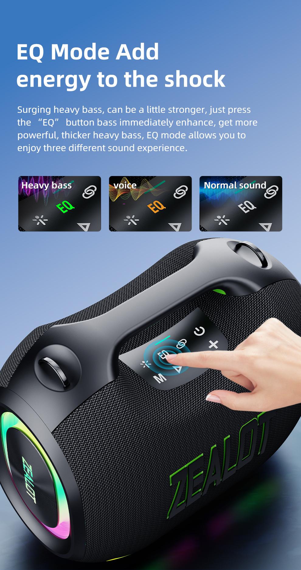 120W【ZEALOT】24000mAh/LIMITED/OFFERS Portable Speaker Bluetooth Speaker Party Speaker Waterproof IPX6 RGB Lights Power Bank TWS supports TWS pairing/USB/TF/AUX/BT smartphones. Ideal choice for family/car/Pool Party/BBQ/camping/gift giving tiktokshopspringg