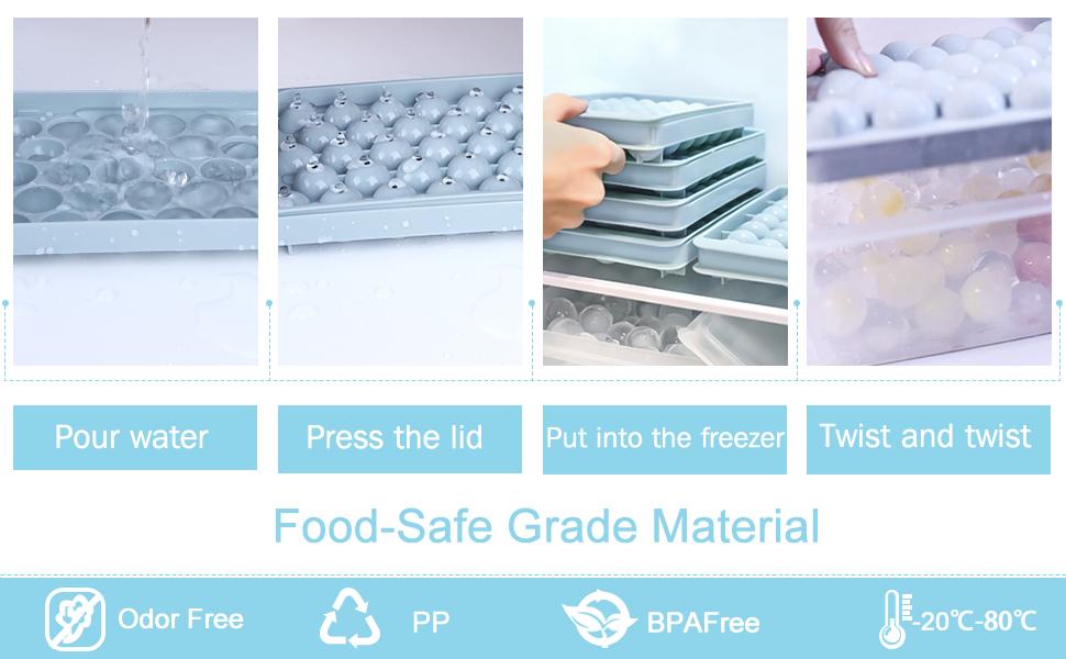 【SALE】WIBIMEN Refrigerator Ice Cube Tray 1 Inch x 66 Small Round Iced Cocktail Whiskey Ice Coffee Accessories Blue Kitchen Utensils