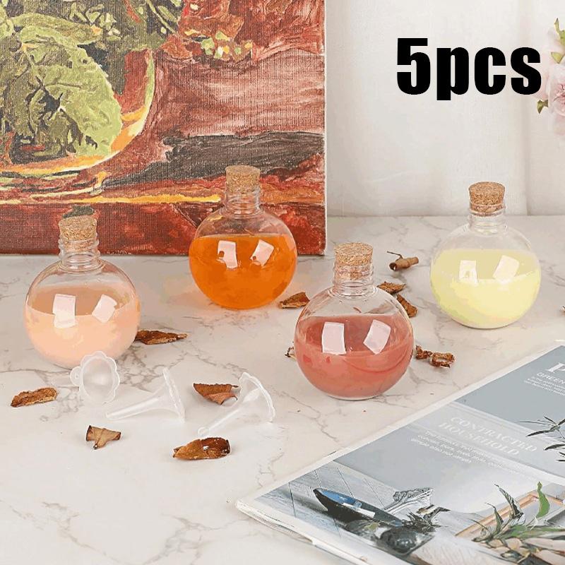 Transparent Plastic Ball-Shaped Potion Bottle with Cork, Sand Art Container, Party Drink Bottle, DIY Craft Bottle, Essential Oil Bottle