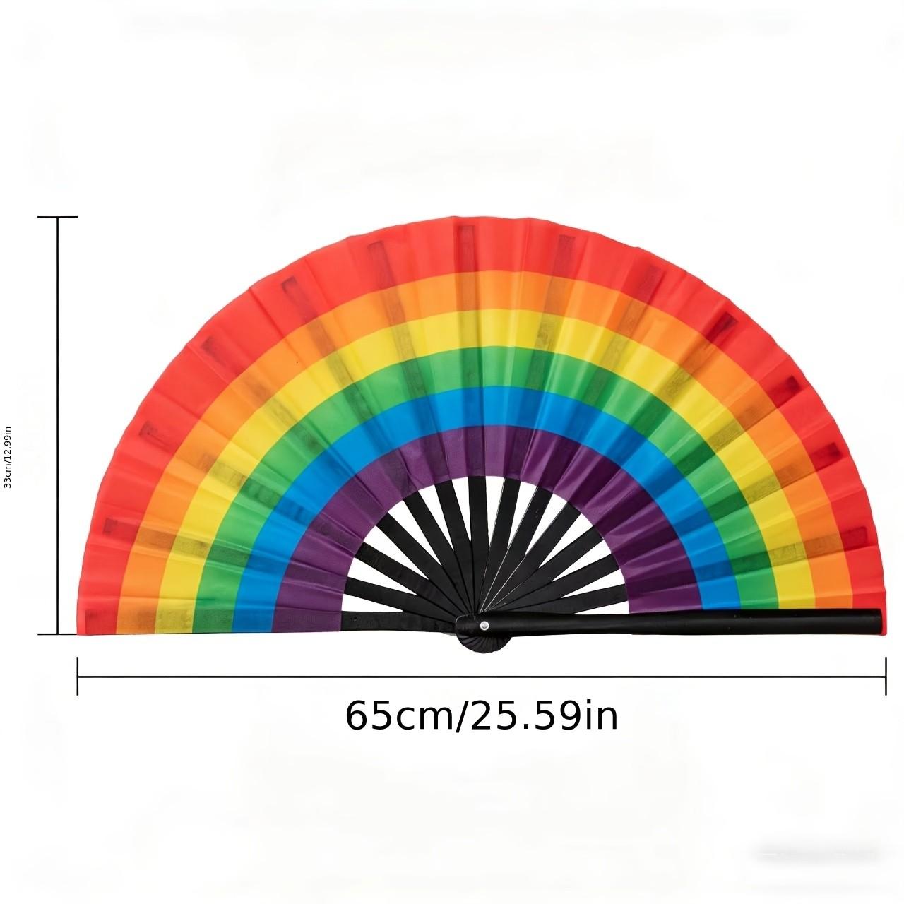 Large Rainbow Dance Kung Fu Folding Fan, Party Craft Gift Fan, Ladies Handheld Fan, Wedding Favor Fan, 1 or 2 Pieces