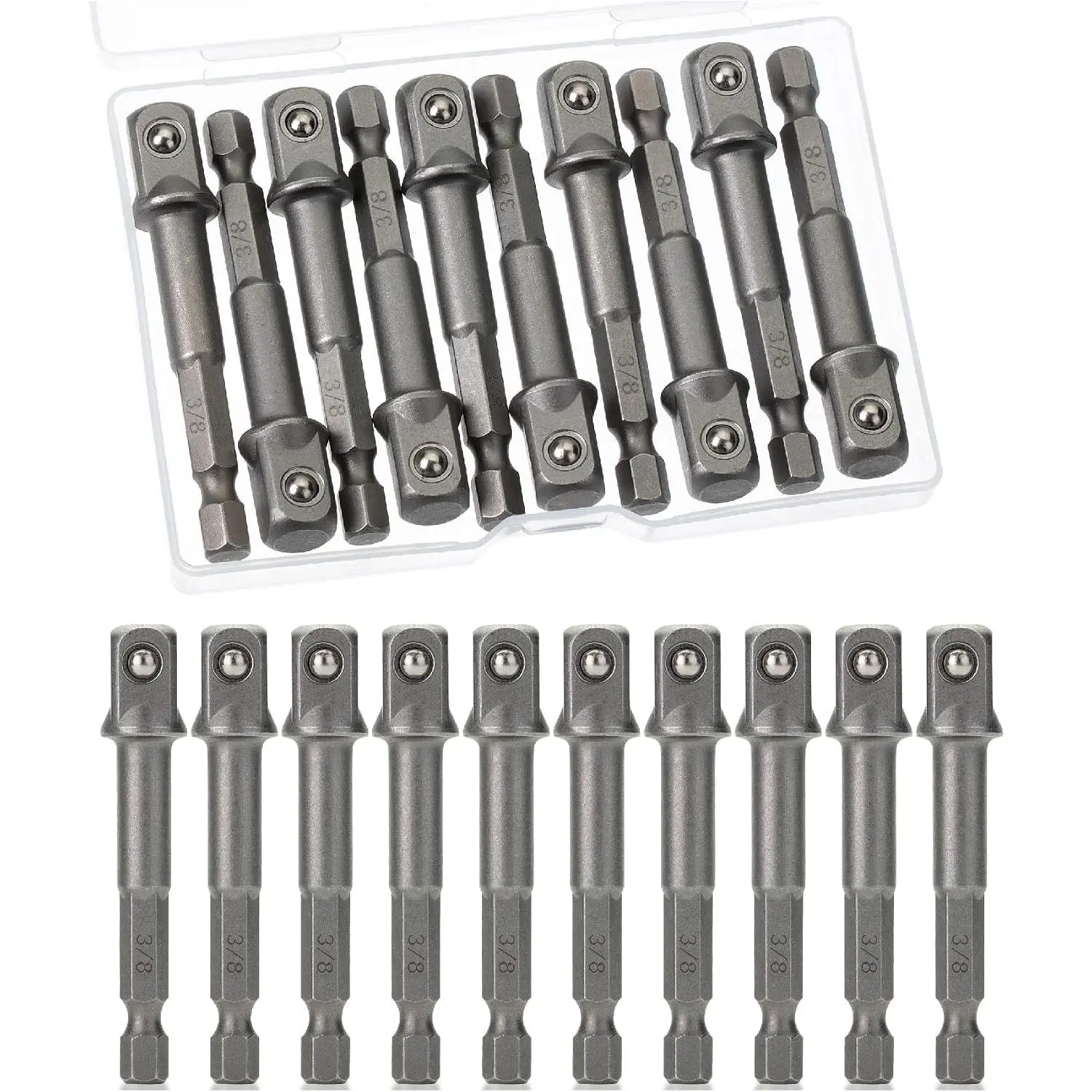 -  Adapter Square Socket Set, 10 count, 3/8" Square Tip, Drill Socket Adapter Set, Hex  Socket Adapter Set, Socket Adapter for Drill, 1/4" Hex Shank  Driver Socket Adapter