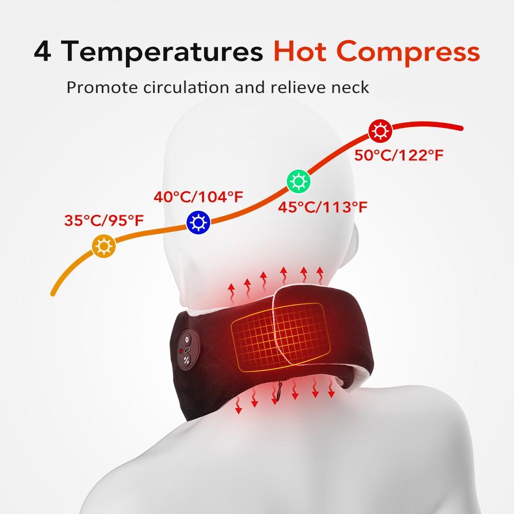 Smart Temperature Control Adjustable Neck Support, Heated Neck Massager, Cervical Pillow, 4 Heat Settings, Electric Neck Massage Device