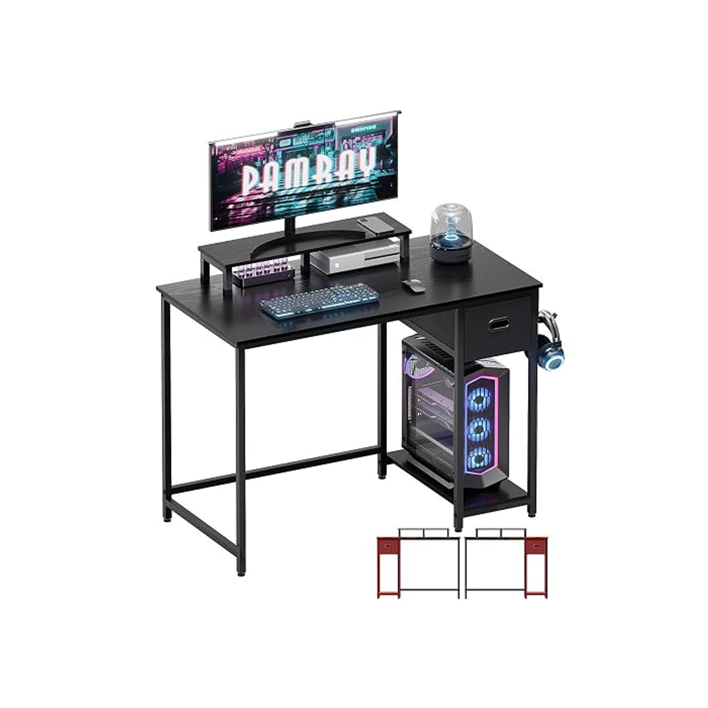 32-Inch Small Computer Desk Table with 2 Drawers - Compact Indoor Furniture for Bedroom, Home Office Writing & Study Spaces (Pink) 32-Inch Small Computer Desk Table with 2 Drawers - Compact Indoor Furniture for Bedroom, Home Office Writing & Study Spaces (Pink)