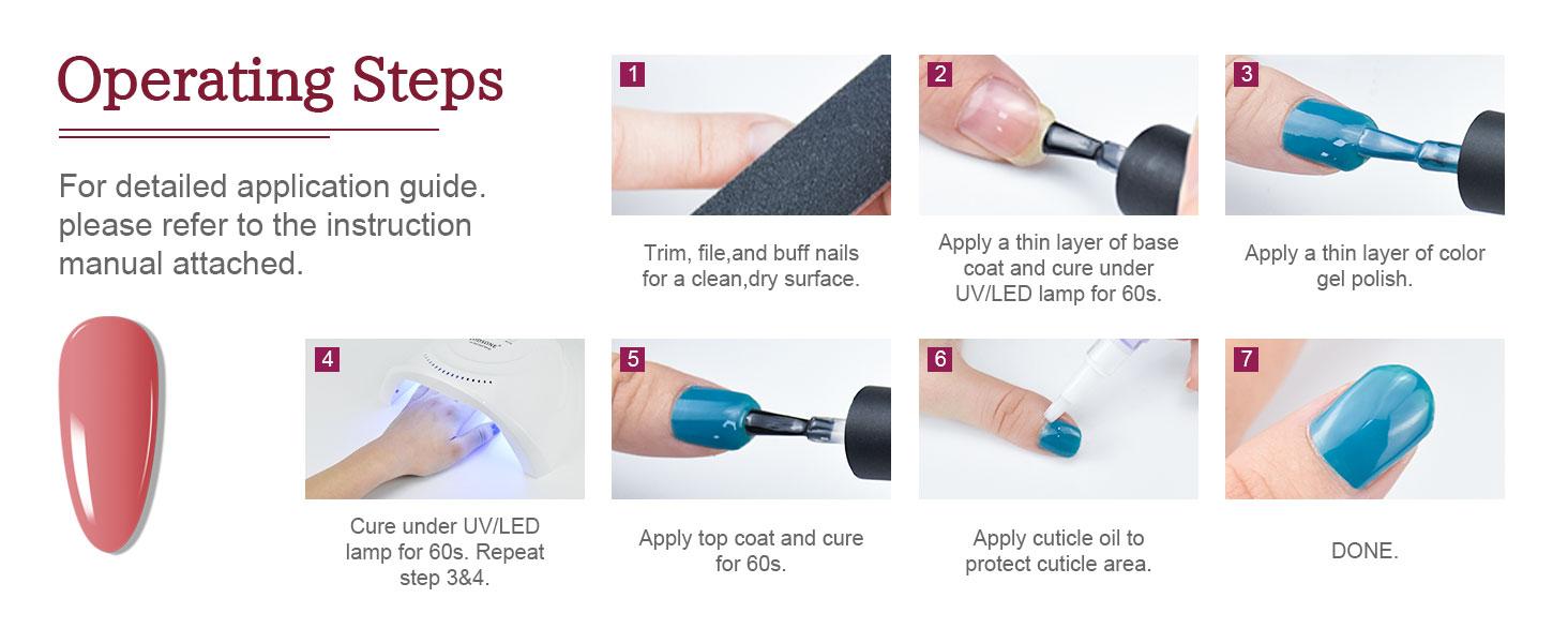 JODSONE Gel Nail Polish Kit 60 PCS with U V Light Soak off Base Top Coat Gel Polish 55 Shine Colors Gel Nail Kit Bright and Dark Brown Wine Red Series Manicure Set for Women and Girls