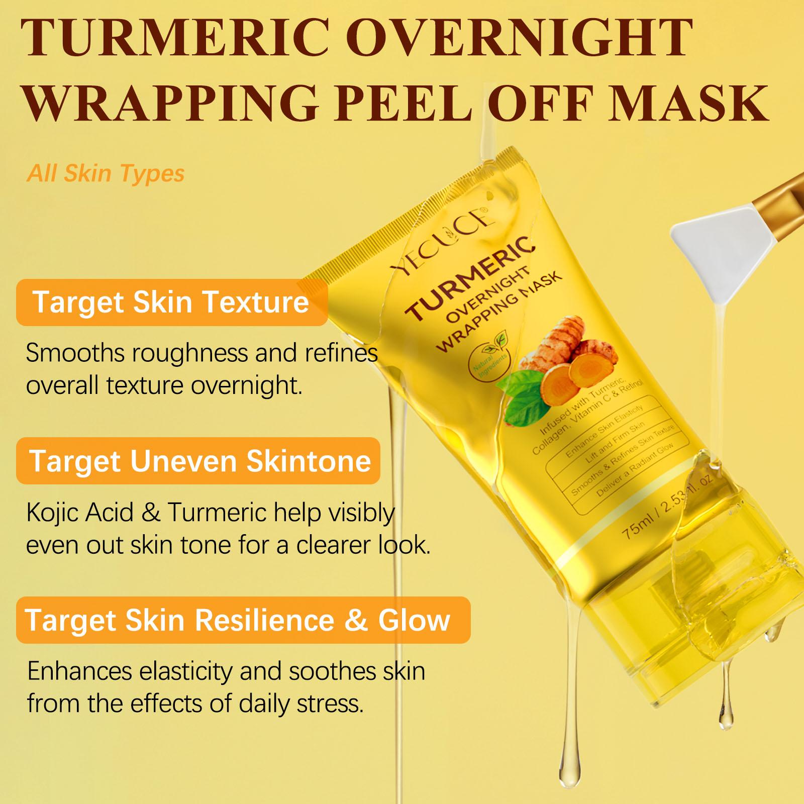 Yecuce Turmeric Collagen Sleep Mask 75ML, Clear Hydrating Radiant Skin, Suitable for All Skin Types, Holiday Gift