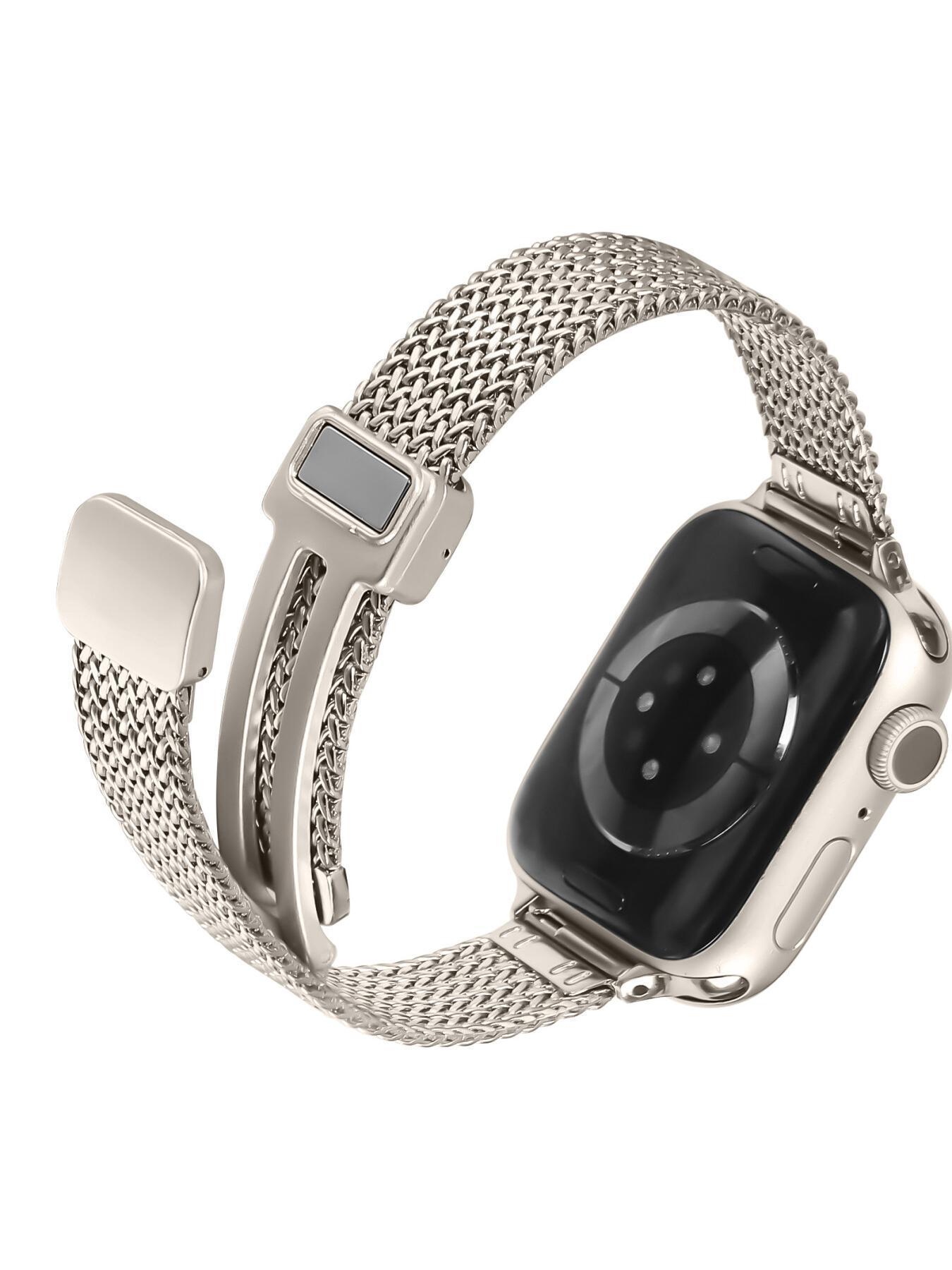 New strap compatible with Apple 1st to 11th generations, herringbone pattern magnetic folding clasp strap for Apple Watch Ultra