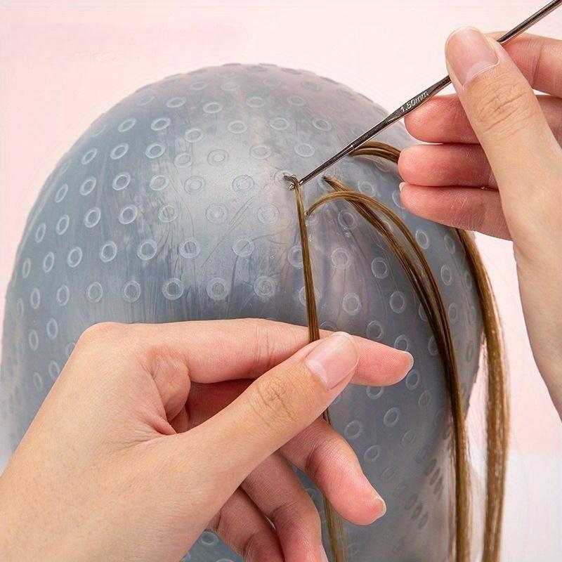 Professional Silicone Hair Dye Hat Set, Reusable Highlighting Hat with Hooks and Gloves, Ideal for Salon and Home Use, Recyclable