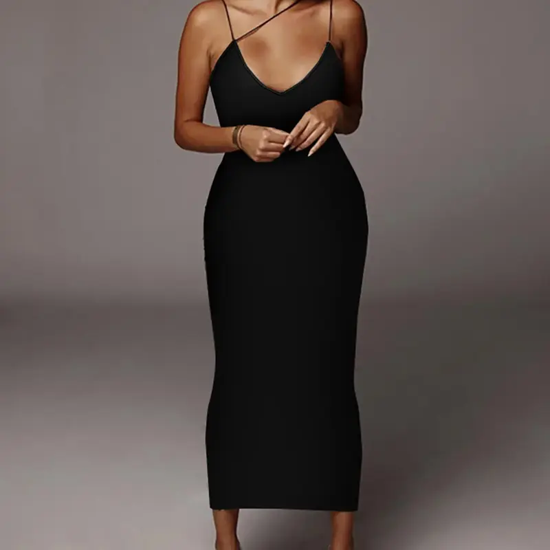 Women's All Over Leopard Print Asymmetrical Cami Dress, Elegant Party Apparel Sleeveless Spaghetti Strap Bodycon Dress for Party Club Night Out, Ladies Summer Clothes, Midi Dress