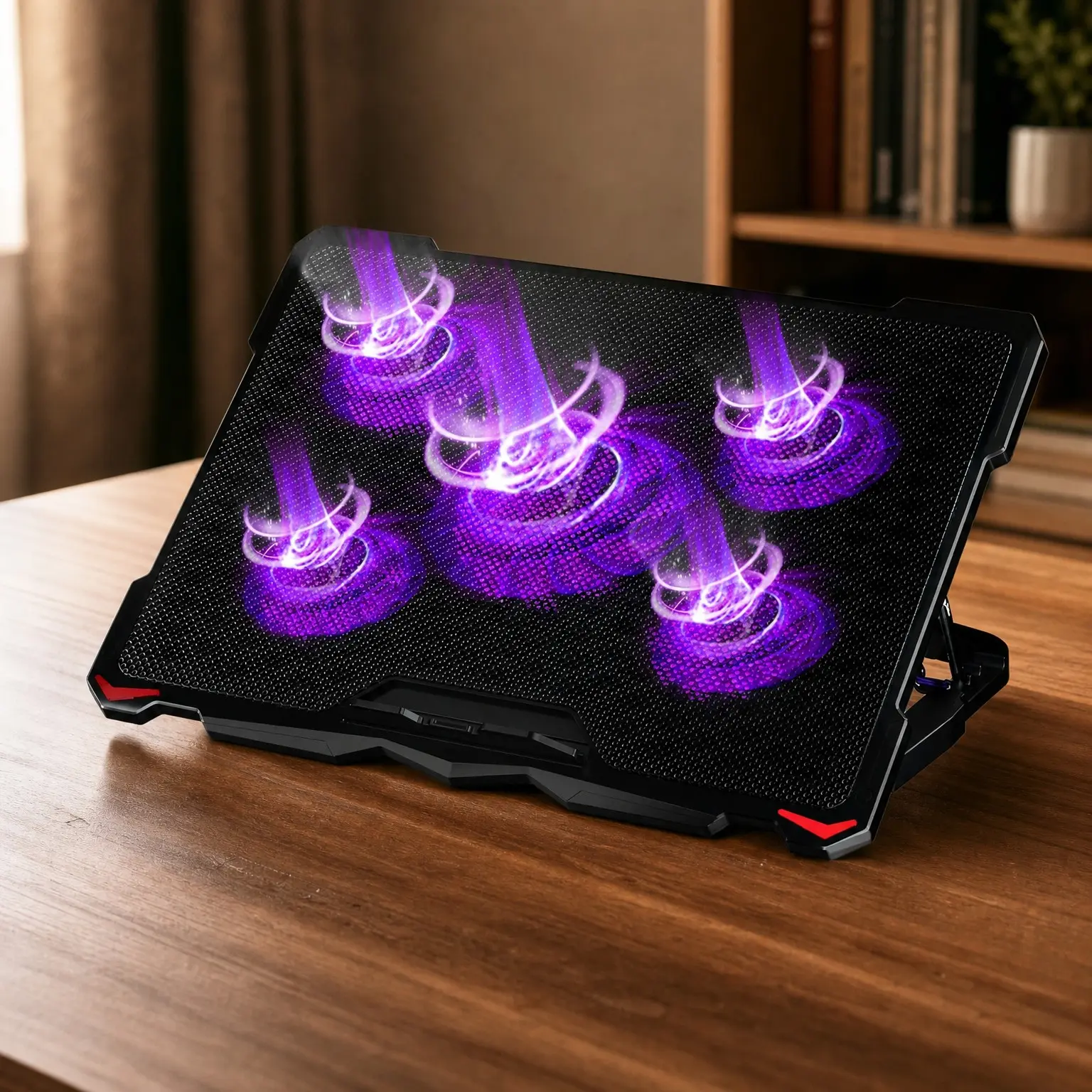 Laptop Cooling Pad for 15.6-17.3 Inch Notebooks, 5-Fan Cooler Stand with Purple LED Lights, Desk Cooling MatGift