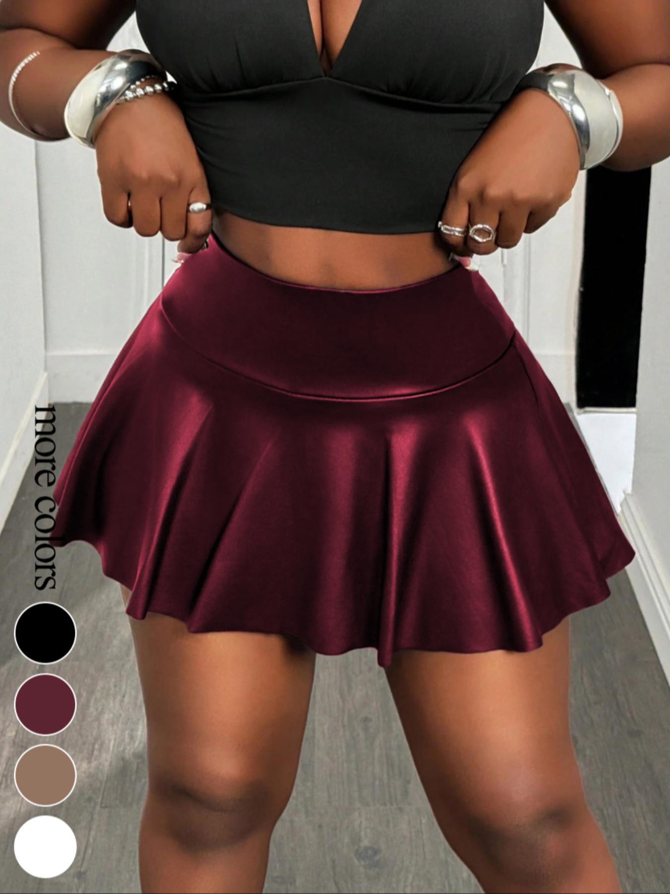 SXY Women's Black Solid Color High Waist Flared Skirts, Suitable for Daily Wear, Club Parties and Night Out, Comfortable and Fashionable All-match Clothing