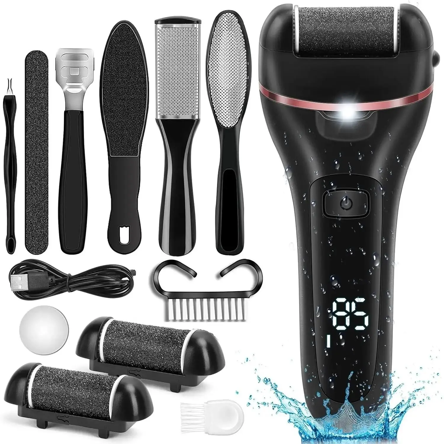 Rechargeable Electric Foot Grinder, USB Rechargeable Pedicure Tool, Adjustable Speeds, Home Foot Skin Grooming for Men & Women Self-Care, Cordless Pedicure Machine