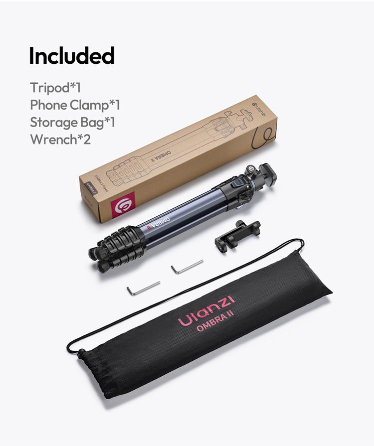 ULANZI Ombra Lightweight Travel Tripod, 59" Professional 5 Section Aluminum Camera Tripod with Claw Super Quick Release Design, for Canon Nikon Sony Cameras DSLR iPhone, Max Load 17lb