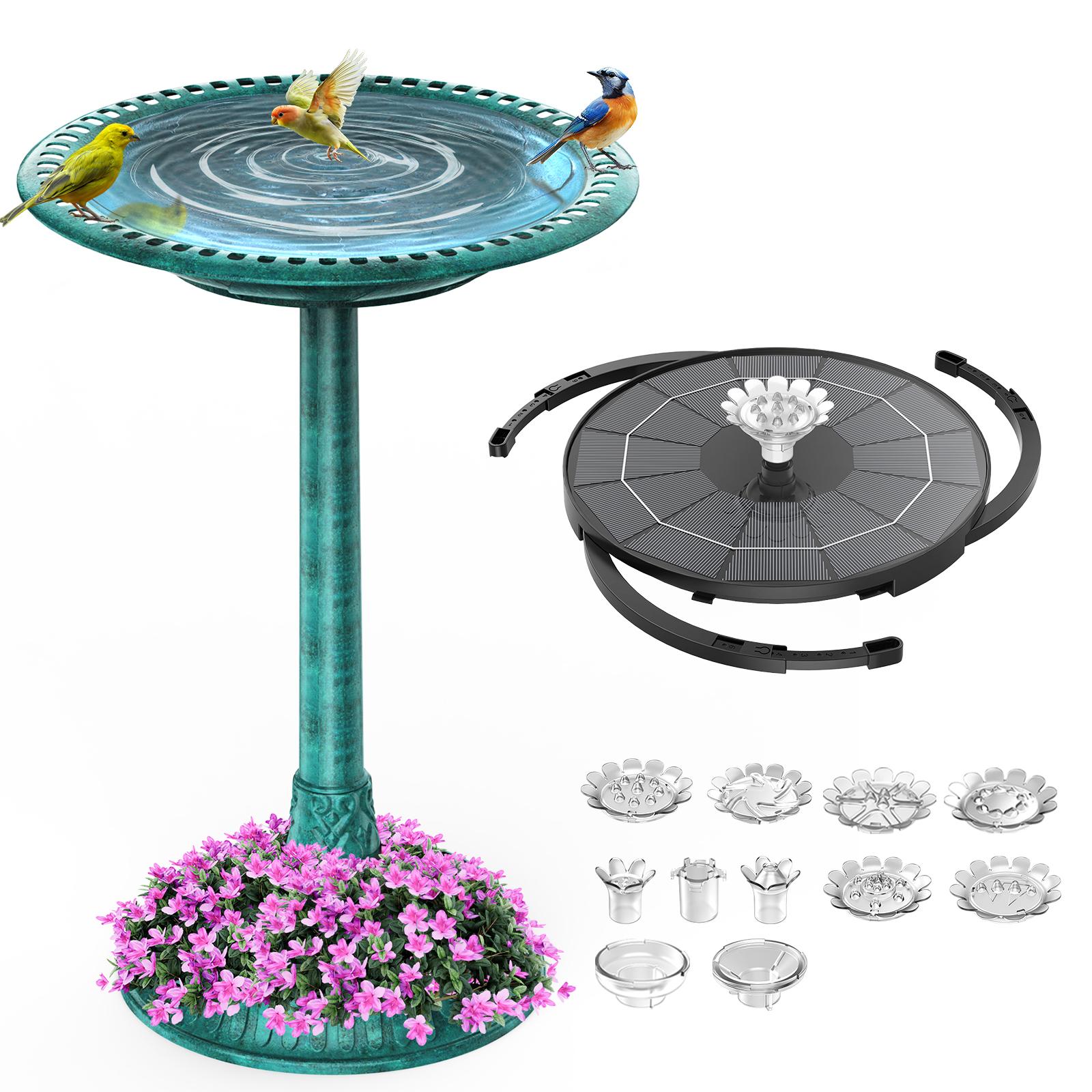 Solar Winterproof Bird Bath, with a Solar Fountain for Outdoors, Water Bath for Birds, Garden Drinker, Bath for Wild Birds, Garden Decor