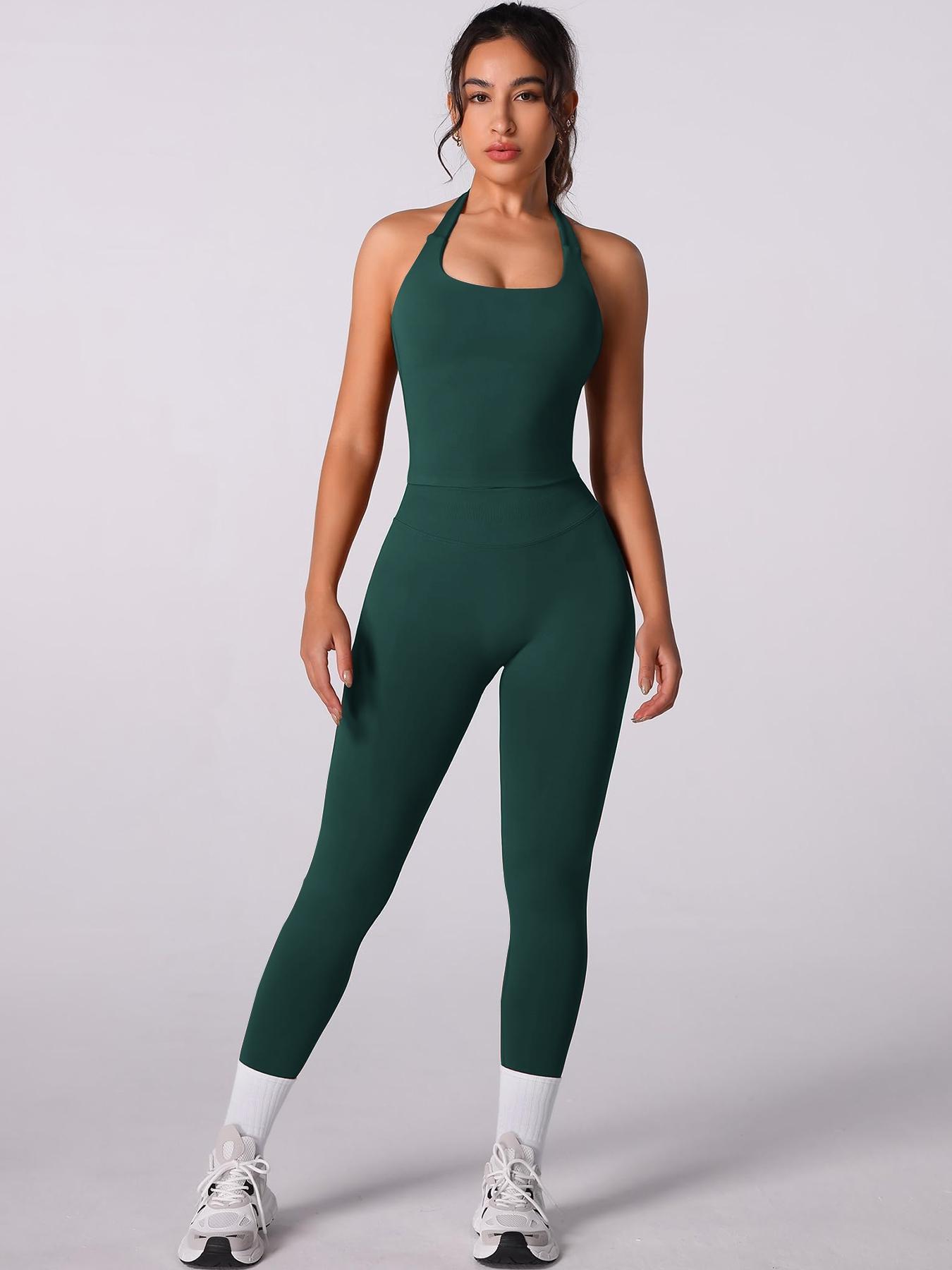 Two-Piece Set Women's Solid Seamless Crop Tank Top & High Waist Leggings Tracksuit Set Gym Sets, Sporty Casual Breathable Comfortable Outfits for Yoga Gym Workout Running, Ladies Sportswear for All Seasons