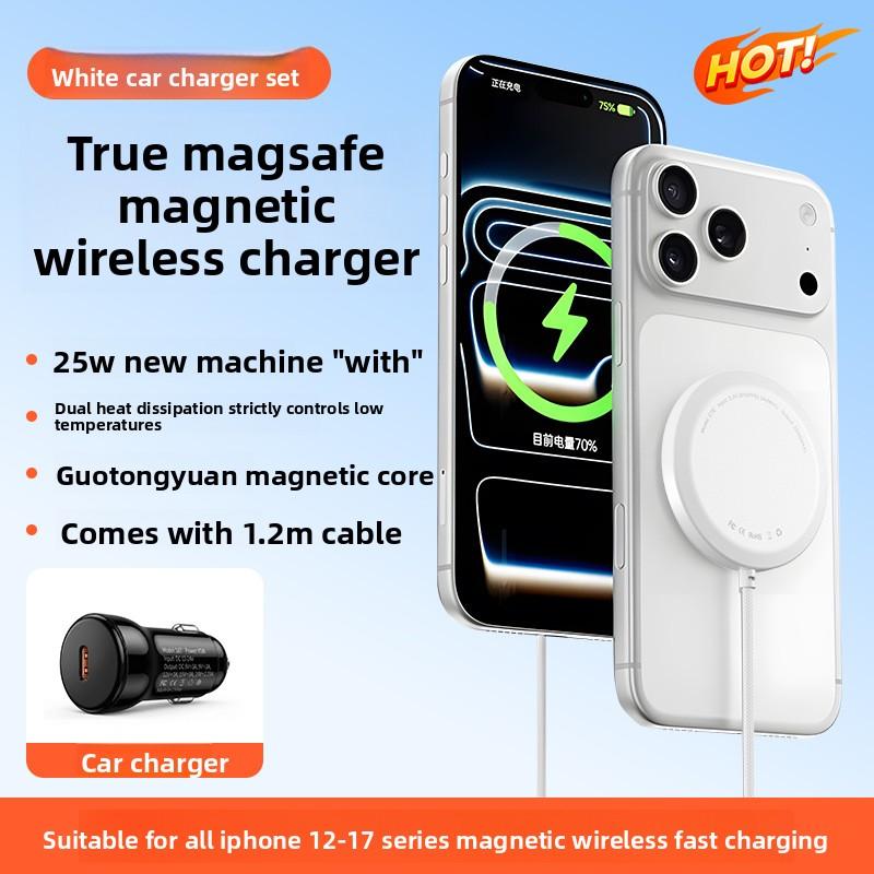 25W Magnetic Wireless Charger with 25w Power, Ultra Slim Fast Charging Dual-Use Car Dashboard & Desktop Charging Station Compatible with iPhone Smartphones & Universal Devices crossbody strap