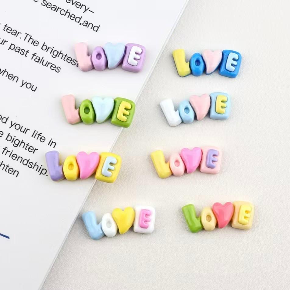 20 Random Colorful Love Heart Resin DIY Craft Supplies, Cup Stickers, Hair Clips, Jewelry Accessories, Creative Decoration Materials