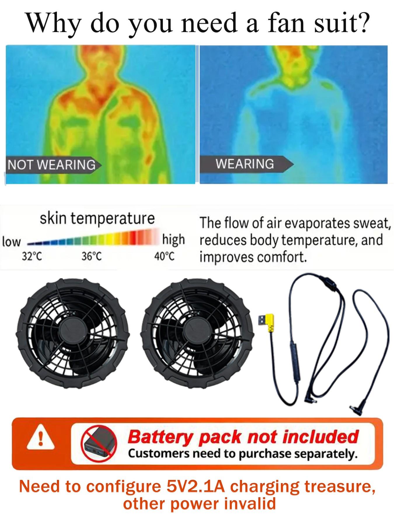 Summer 4 Fan Long Sleeve Air Conditioning Workwear Jacket, 4 Fans 2 Speed Lines, Unisex, Outdoor Fishing Camping Indoor Use